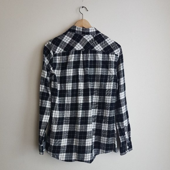 Women's Plaid Flannel Shirt - Black and White - Picture 4 of 4